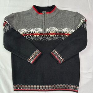 Hanna Andersson KIds Quarter‎ Zip Sweater Size 100 US 4 Nordic Pattern Pullover